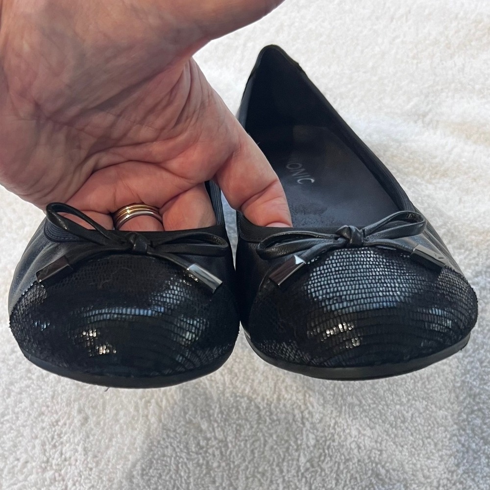Vionic Minna Black Leather Cap Toe Ballet Flats Womens 8 - Picture 5 of 8